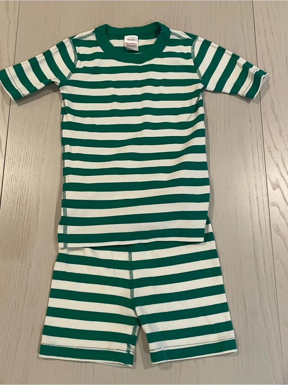 Hanna Andersson HannaJams Short John Pajama Set (Green Stripe) - Size 8 130